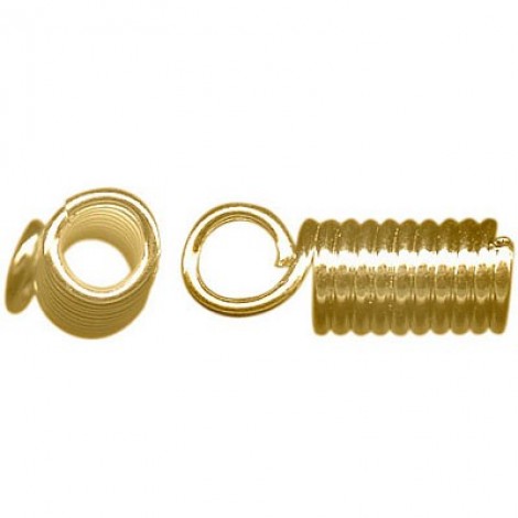 4x12mm (2.7mmID) Gold Plated Coil Cord End - Pack of 12
