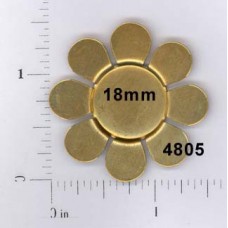 38mm(OD), 18mm(ID) Small Flower/Indented Centre - Raw Brass - Pack of 2