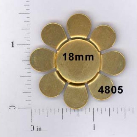 38mm(OD), 18mm(ID) Small Flower/Indented Centre - Raw Brass - Pack of 2 38mm(OD), 18mm(ID) Small Flower/Indented Centre - Raw Brass - Pack of 2