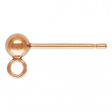 3mm 14K Rose Gold Filled Ball Earposts with Loop - Per Pair