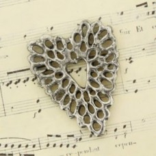 Green Girl Studios - 28x23mm Filigree Heart - Each