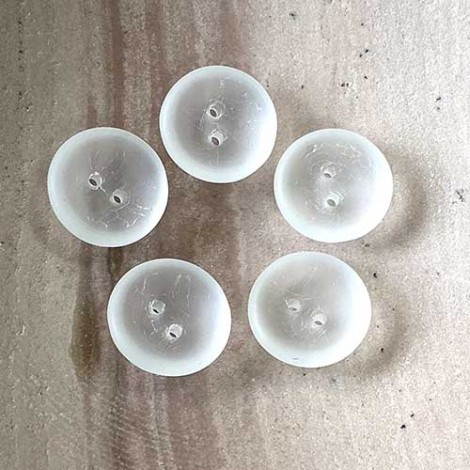 Czech 2-Hole 14mm Cup Buttons - Crystal Matted - Pack of 5