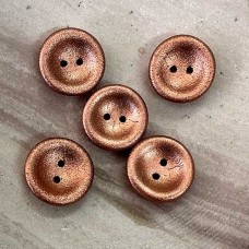 Czech 2-Hole 14mm Cup Buttons - Vintage Copper - Pack of 5