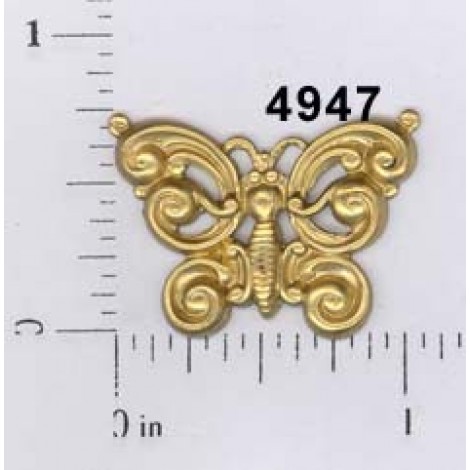 20x28mm Raw Brass Fancy Butterfly Charm
