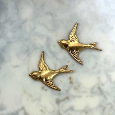 15mm Raw Brass Swallow Charm (right) - no hole - Pack of 4