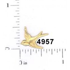 15mm Raw Brass Swallow Charm (left) - no hole