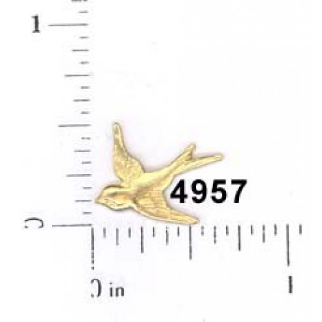 15mm Raw Brass Swallow Charm (left) - no hole