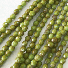 4mm Czech Firepolish Beads - Green Turquoise Picasso - Pack of 50