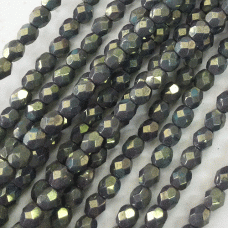 4mm Czech Firepolish Beads - Turquoise Alabaster - Pack of 50