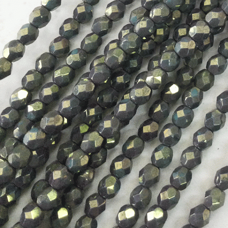 4mm Czech Firepolish Beads - Turquoise Alabaster - Pack of 50