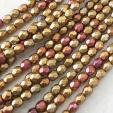 4mm Czech Firepolish Beads - Dark Metallic Iris Mix - Pack of 50