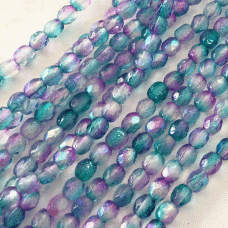 4mm Czech Firepolish Beads - Etched Aqua Celestial - Pack of 50