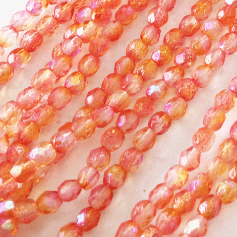 4mm Czech Firepolish Beads - Etched Hyacinth Celestial - Pack of 50