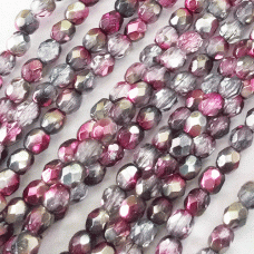 4mm Czech Firepolish Beads - Etched Mauve Celestial - Pack of 50