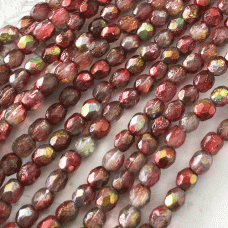 4mm Czech Firepolish Beads - Magic Raspberry Etched - Pack of 50