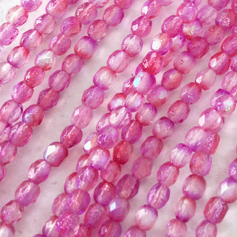 4mm Czech Firepolish Beads - Etched Rose Celestial - Pack of 50 