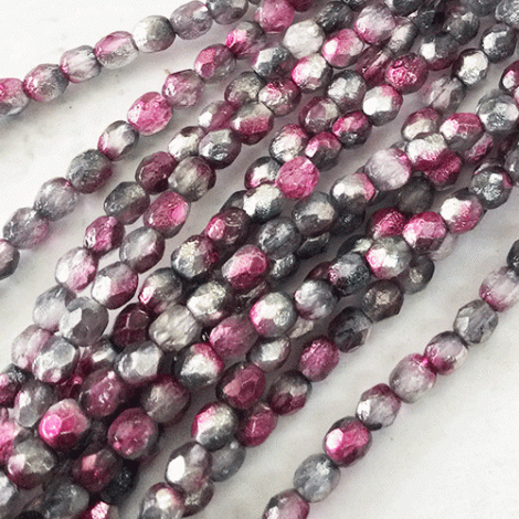 4mm Czech Firepolish Beads - Mauve Celestial - Pack of 50