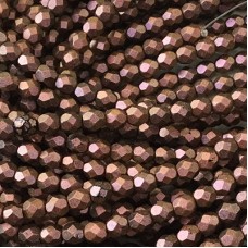 4mm Czech Firepolish Beads - Polychrome Copper Rose - Pack of 50