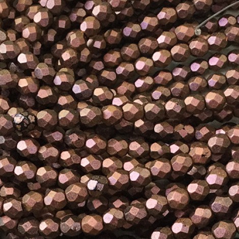 4mm Czech Firepolish Beads - Polychrome Copper Rose - Pack of 50