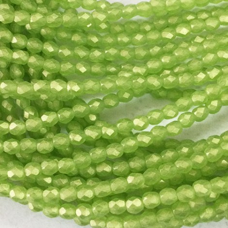 4mm Czech Fire Polished Beads - Sueded Gold Olivine - Pack of 50
