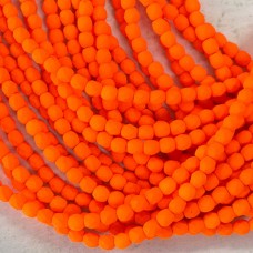 4mm Czech Firepolish Beads - Neon Orange - Pack of 50