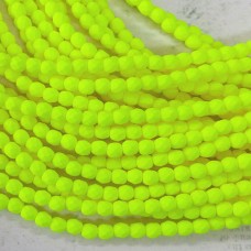 4mm Czech Firepolish Beads - Neon Yellow - Pack of 50