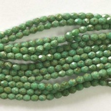 4mm Czech Firepolish Beads - Opaque Turquoise Picasso- 1 Mass (1200 beads) Bulk Pack