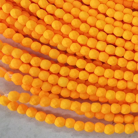 4mm Czech Firepolish Beads - Saturated Sunflower - Pack of 50