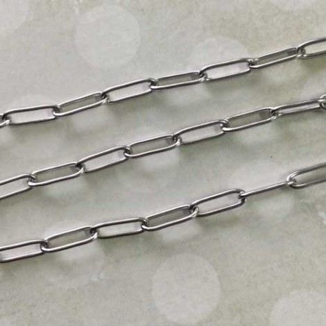 4x12mm 1mm Stainless Steel Paperclip Style Curb Chain