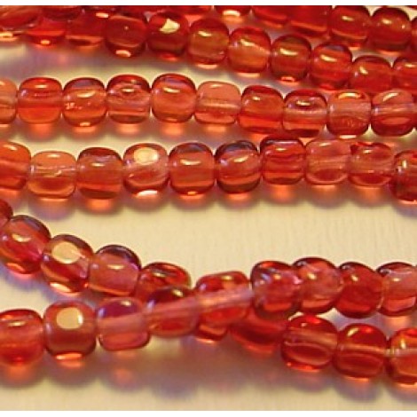 4mm Fuchsia Czech Cube Beads - Pack of 50