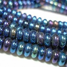 4mm Czech Rondell Beads - Iris Blue - Pack of 50