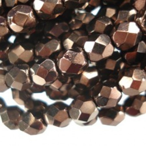 4mm Czech Fire-Polished Beads - Dark Bronze - Pack of 50