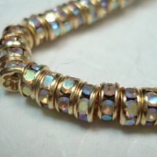 4.5mm Gold Czech Quality Rhinestone Rondelles - Crystal AB - Pack of 4
