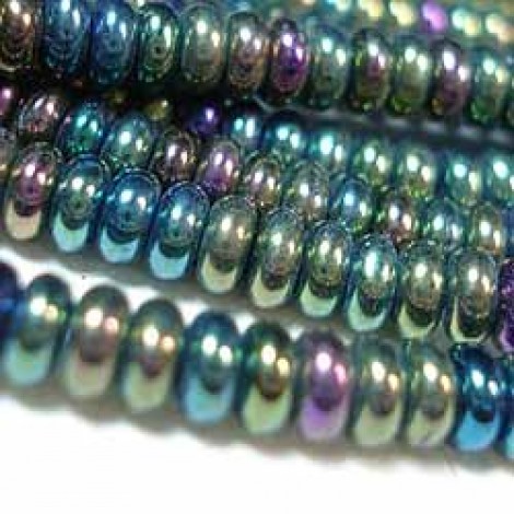 4mm Czech Rondell Beads - Iris Green - Pack of 50