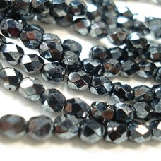 4mm Czech Glass Fire-Polished Beads - Hematite