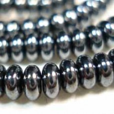 4mm Czech Glass Rondelles - Hematite- Pack of 50