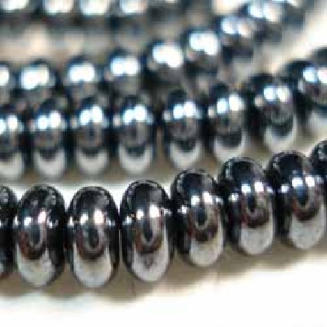 4mm Czech Glass Rondelles - Hematite- Pack of 50