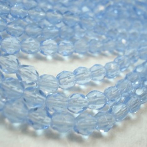 4mm Czech Firepolish Beads - Light Sapphire - Pack of 50 4mm Czech Firepolish Beads - Light Sapphire - Pack of 50