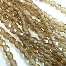 4mm Czech Firepolish Beads - Smoky Topaz - Pack of 50