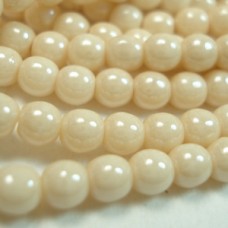 4mm Czech Round Glass Beads - Opaque Champagne Lustre