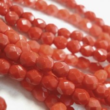 4mm Czech Firepolish Beads - Opaque Red - Pack of 50
