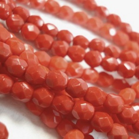 4mm Czech Firepolish Beads - Opaque Red - Pack of 50 4mm Czech Firepolish Beads - Opaque Red - Pack of 50