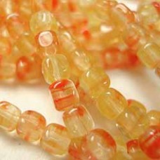 4mm Czech Cubes - Hurricane Golden Red Sunset - Pack of 50