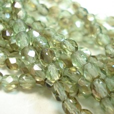 4mm Czech Firepolish Round Beads - Twilight Peridot - Pack of 50