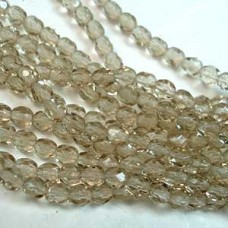 4mm Czech Firepolish Beads - Light Smoky Topaz - Pack of 50