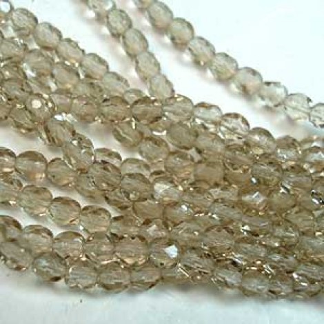 4mm Czech Firepolish Beads - Light Smoky Topaz - Pack of 50