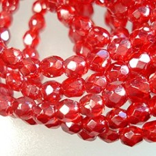 4mm Czech Firepolish Beads - Luster Ruby - Pack of 50
