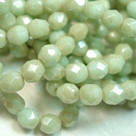 4mm Czech Firepolish Beads -Op Pale Turquoise Stardust - Pack of 50