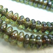 4mm Czech Rondelles - Transparent Green Lustre - Pack of 50