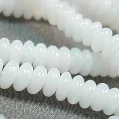 4mm Czech Glass Rondelles - Opaque White- Pack of 50